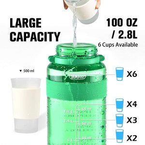 Sports Water Bottle with Strap Portable Motivational with Time Mark Large size